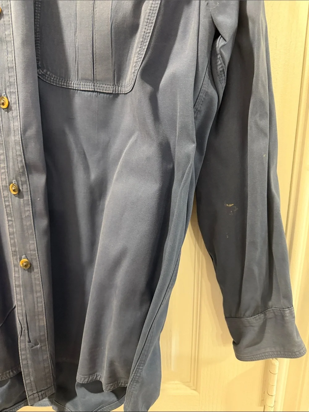 Schnee’s Men's Long-Sleeve Casual Button-Down Shirt in Dusty Blue XL